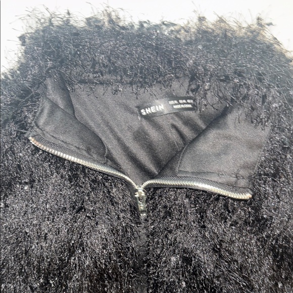 SHEIN Black Fuzzy Zip-Up Jacket - Picture 3 of 3